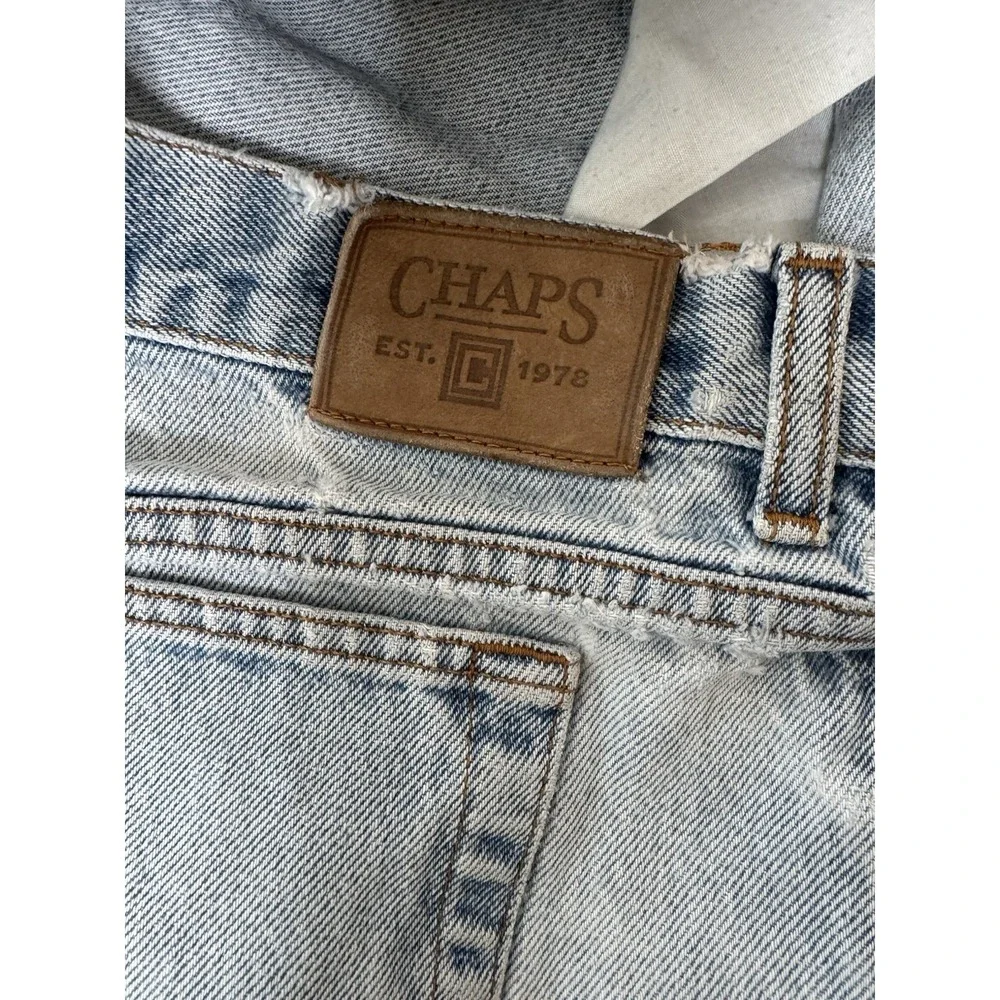 Vintage Chaps Men's Jeans 38X34 Light Wash Straight Leg Distressed Thrashed